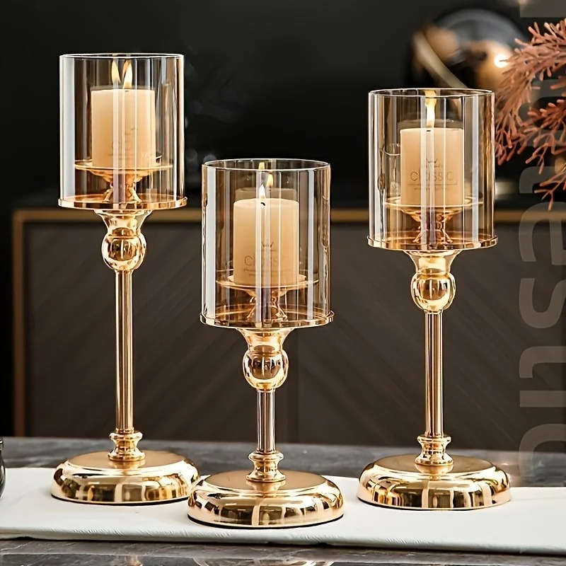 Scented Candle Luxury - مجموعة واحدة من حاملات الشموع الزجاجية