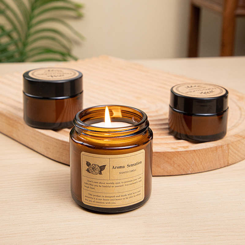 Scented Candle Luxury - كأس زجاجي بني شمعة عطرية شمعة