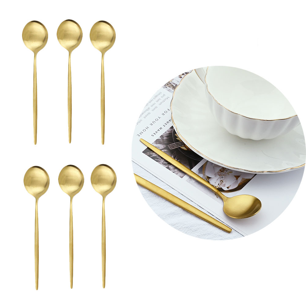 Gold Cutlery Flatware - ملعقة صغيرة من الفولاذ المقاوم للصدأ
