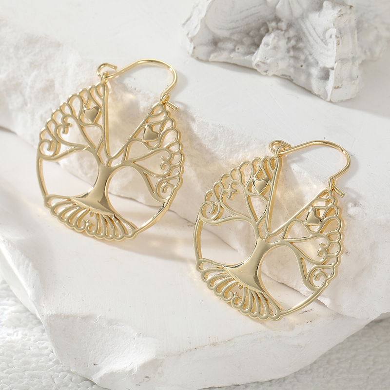 أقراط ذهبية مفرغة على شكل شجرة - مراجعة Luxury Lifestyle Jewelry وسعره