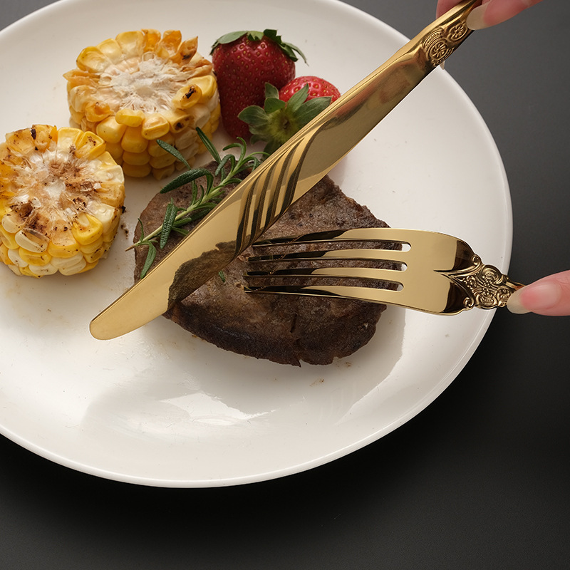 Luxery طقم سكاكين ذهبية خمر أو - مراجعة Gold Cutlery Flatware وسعره