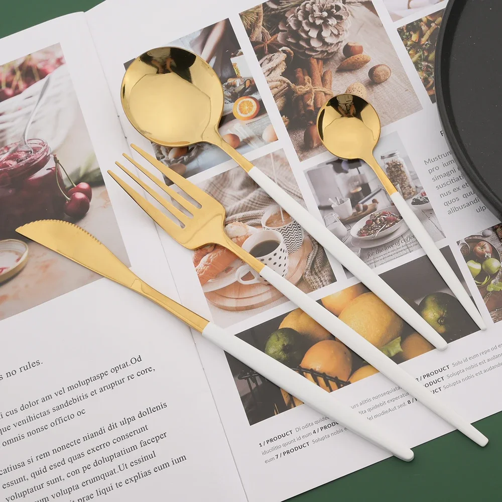 طقم أدوات مائدة 16/24/32/48 قط - مراجعة Gold Cutlery Flatware وسعره